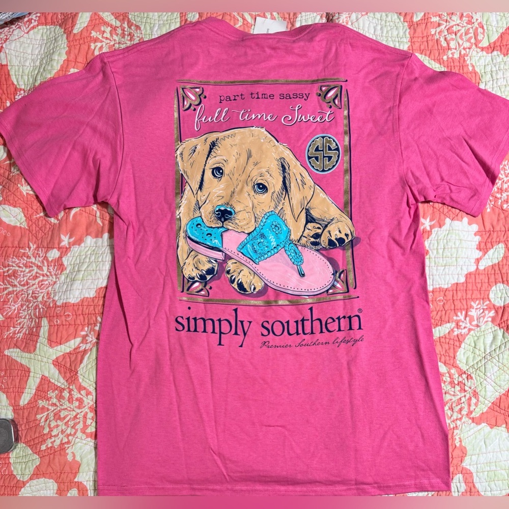 NWT Simply Southern Dog With Sandal Tee Size Medium
